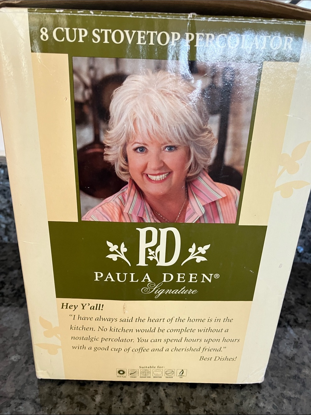 NWT Paula Dean Enamelware Stovetop 8 Cup Coffee Pot Percolator - Picture 2 of 9